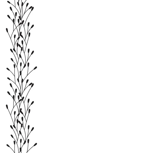 Vektorflorale Grenze Schwarzer Floraler Rahmen Blumenschmuck — Stockvektor