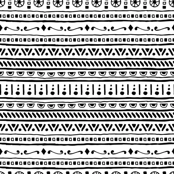 Vector Hand Drawn Seamless Tribal Pattern Abstract Ethnic Seamless Pattern — Stock Vector