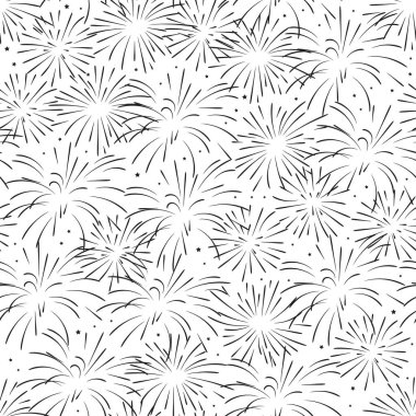 Vektör seamless modeli siyah beyaz havai fişek. Seamless modeli.
