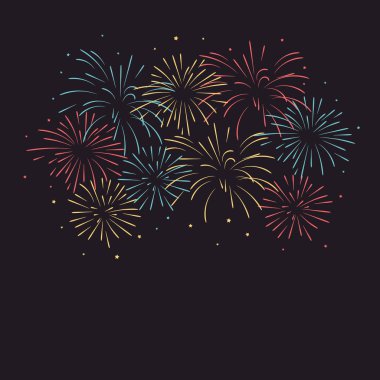 Yıldız ile renkli fireworks vektör çizim.