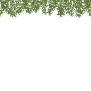 Yatay Noel ağacı sınır. Vektör Noel ağacı dalları. Gerçekçi köknar ağacı sınır. Vektör çizim. Vektör çam kenarlık. 