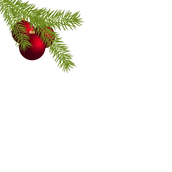 Vektor Rote Weihnachtskugeln Hängen Ast Des Weihnachtsbaums — Stockvektor