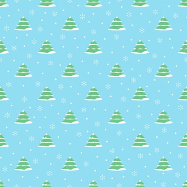 Vektör renkli Noel seamless modeli. Noel ağacı ve kar taneleri ile Seamless modeli. 