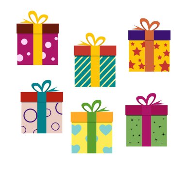 Vektör hediye kutusu. Hediye kutuları kümesi.