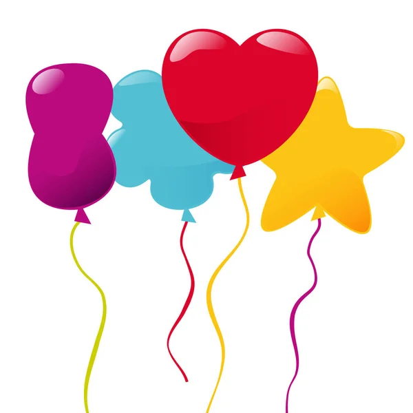 Ballons Vectoriels Multicolores Différentes Formes — Image vectorielle