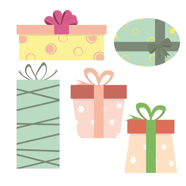Vektor Geschenkbox Set Von Geschenkboxen — Stockvektor