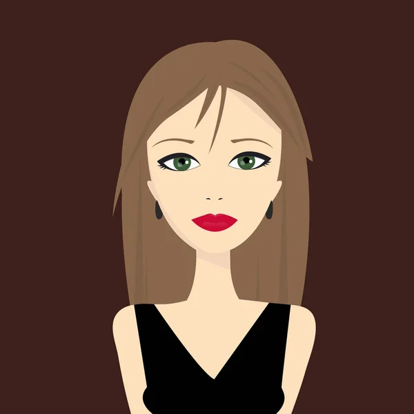 Retrato Chica Rubia Con Estilo Vestido Noche Negro — Vector de stock