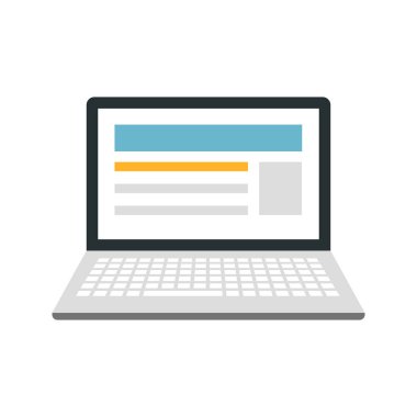 Vektör dizüstü görüntülenirken Web sitesi. Vektör dizüstü bilgisayar kutsal kişilerin resmi. Web sitesinde görüntü ile dizüstü bilgisayar.