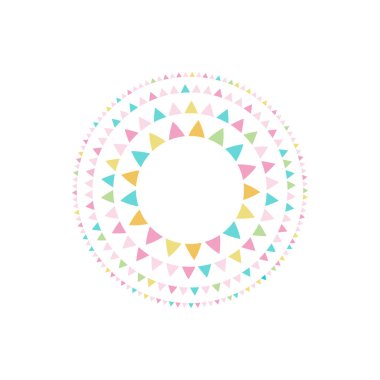 Renkli üçgenler ile vektör soyut çelenk. Daire çerçeve.