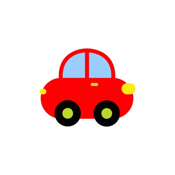 Vector illustration of colorful cartoon car. Red cartoon car. — Stock Vector