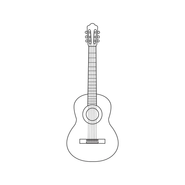 Illustration vectorielle de la guitare contour. Guitare acoustique vectorielle . — Image vectorielle