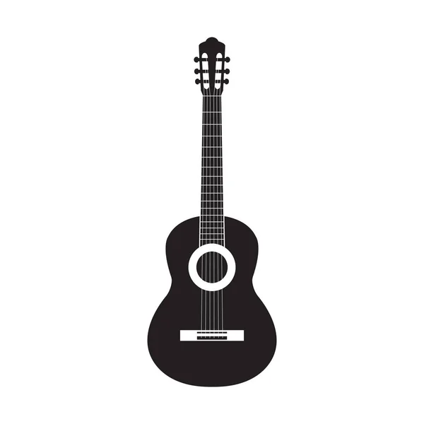 Ilustración vectorial de silueta de guitarra. Guitarra acústica vectorial — Vector de stock
