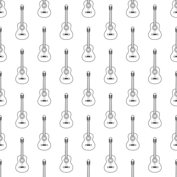 Vektör seamless modeli anahat klasik akustik gitar.