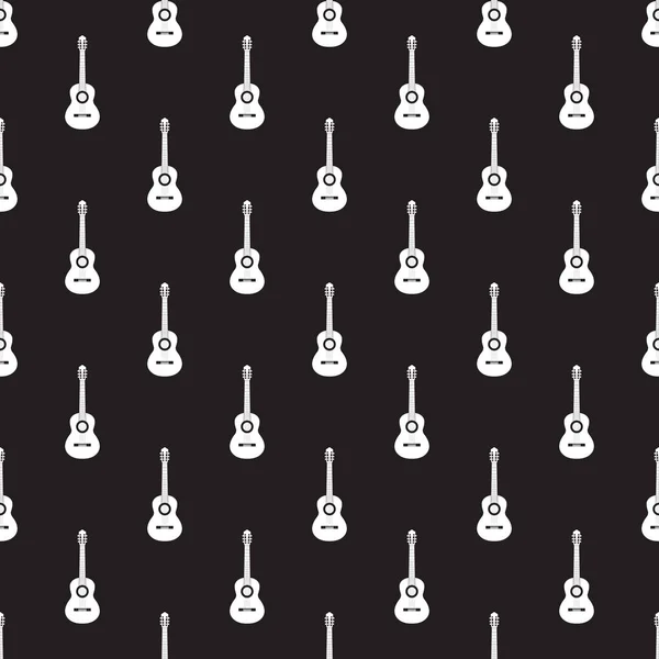 Motif vectoriel sans couture de guitares acoustiques classiques blanches sur b — Image vectorielle