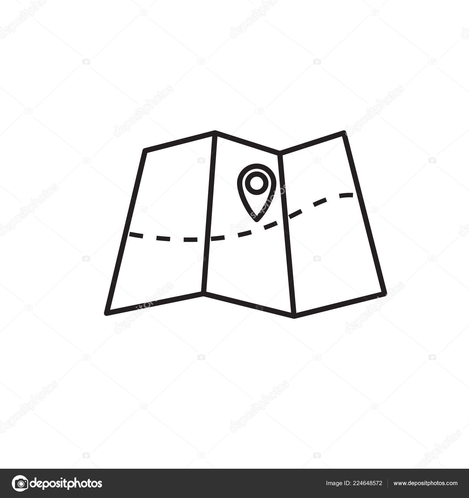 Vector Folded Map Icon Marker Outline Icon Stock Vector by