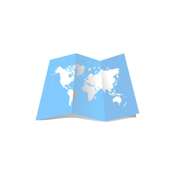Vector Plegado Mapa Del Mundo Mapa Del Mundo Azul — Vector de stock