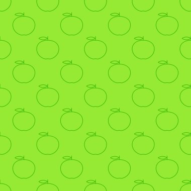Vektör yeşil anahat elma seamless modeli.  