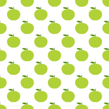 Vektör yeşil elma ile seamless modeli. Apple arka plan. 