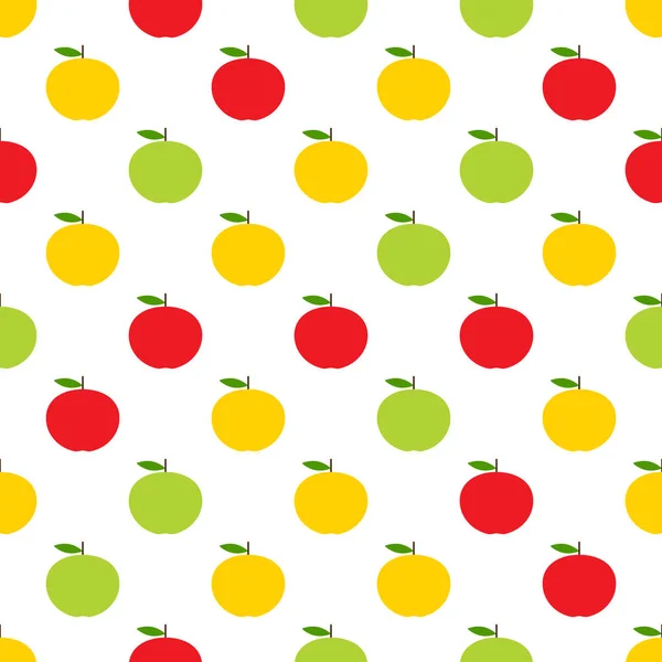 Patrón Sin Costura Vectorial Con Manzanas Rojas Amarillas Verdes — Archivo Imágenes Vectoriales