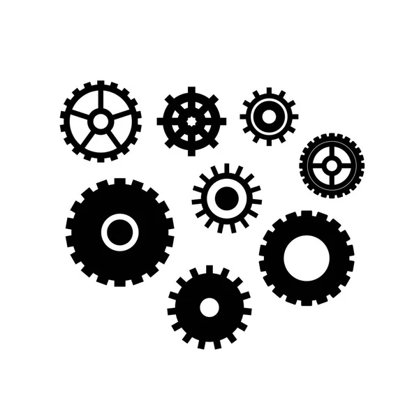 Vector Set Different Gears Gears Icons — Stock Vector