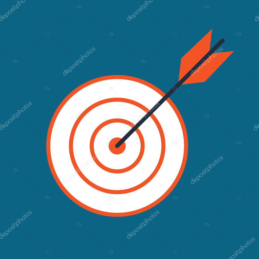 Vector target icon. Flat illustration. Vector colorful target sy