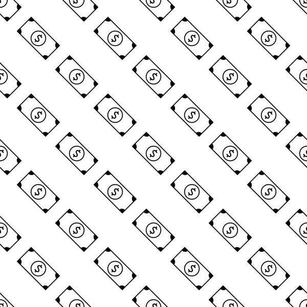 Vector american dollar notes seamless pattern. Black banknotes b