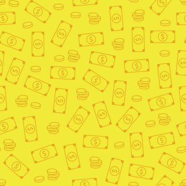 Vektör Amerikan Doları banknot ve madeni paraların seamless modeli. Banknot