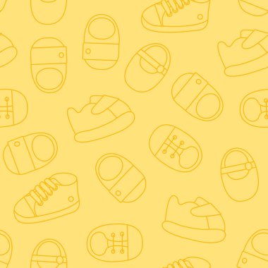 Vektör seamless modeli anahat Bebek Ayakkabı. Çocuklar Ayakkabı seamle