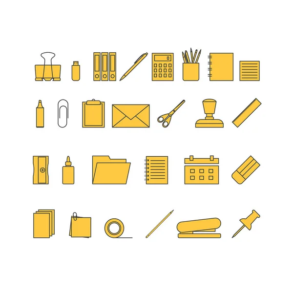 文房具のベクトルの黄色のアイコン 文房具ツール アイコン — ストックベクタ