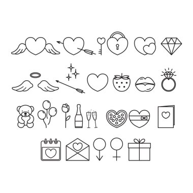 Anahat Sevgililer günü simgeler vektör ayarla. 