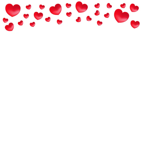 Vector Borda Superior Com Corações Vermelhos Dia Dos Namorados Corações — Vetor de Stock