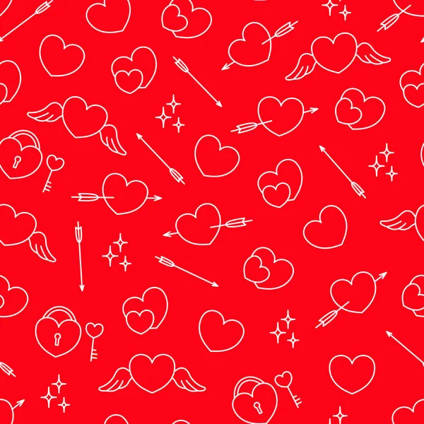 Patrón Sin Costura Vectorial Con Corazones Para Día San Valentín — Vector de stock