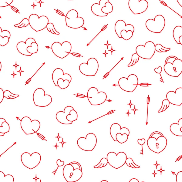 Vector Seamless Pattern Hearts Valentines Day — Stock Vector
