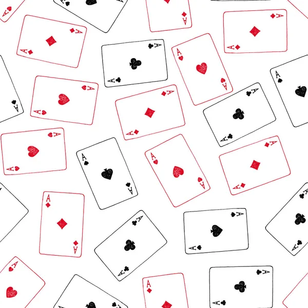 Vector Seamless Pattern Hand Drawn Aces Playing Cards — Stock Vector