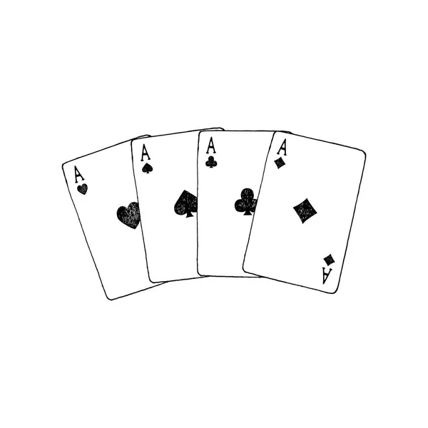 Vector Hand Drawn Aces Playing Cards Vector Illustration — Stock Vector