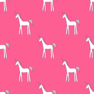 Vektör seamless modeli ile renkli tek boynuzlu atlar. Seamless modeli