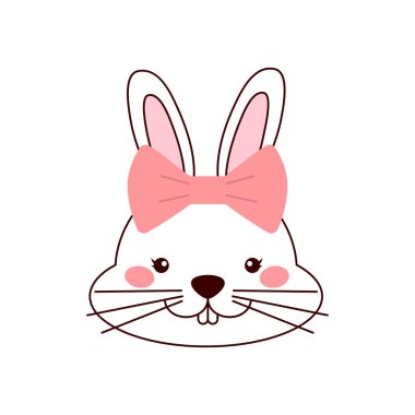 Yay ile vektör sevimli çizgi bunny. Vektör çizim.