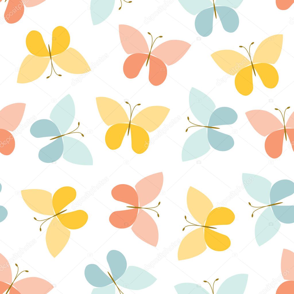 Vector seamless pattern with colorful butterflies. Seamless pattern.