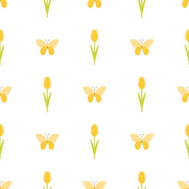 Vektör laleler ve kelebekler ile seamless modeli. Seamless modeli.