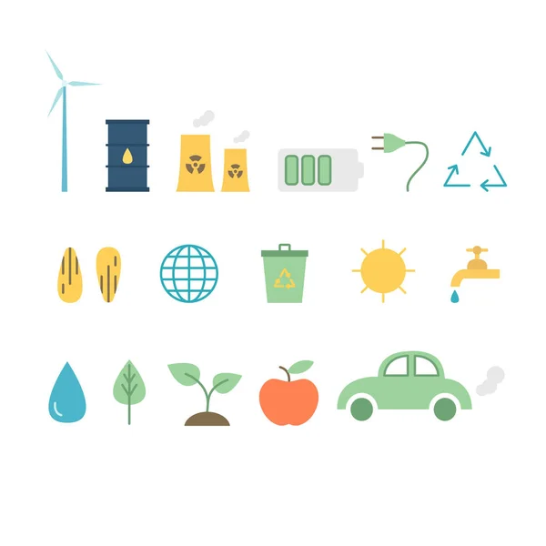 Vector Set Ecology Icons Ecology Icons Collection — Stock Vector