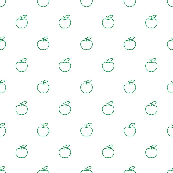 Padrão Sem Costura Vetorial Com Esboço Maçãs Verdes Fundo Apple —  Vetores de Stock