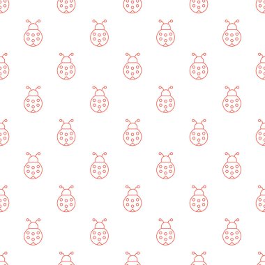 Vektör ladybugs ile seamless modeli. Kırmızı anahat ladybugs seamless modeli.
