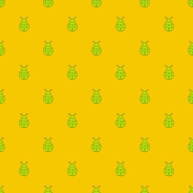 Vektör sarı zemin üzerine yeşil ladybugs ile seamless modeli. Ladybugs seamless modeli.