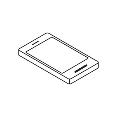 Vektör anahat izometrik cep telefonu. İzometrik simgesi.