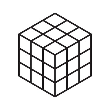 Vektör anahat 3d rubik küp simgesini. Rubik küp satırı simgesi.