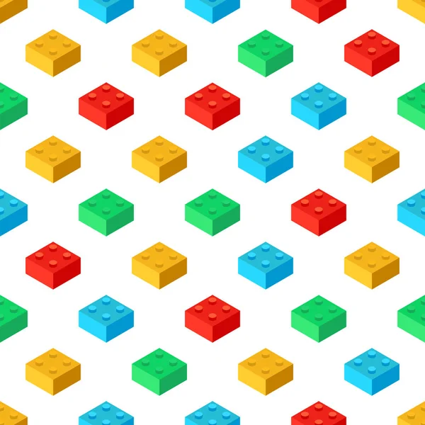Vector Sömlösa Mönster Med Färgglada Legoklossar Isometrisk — Stock vektor