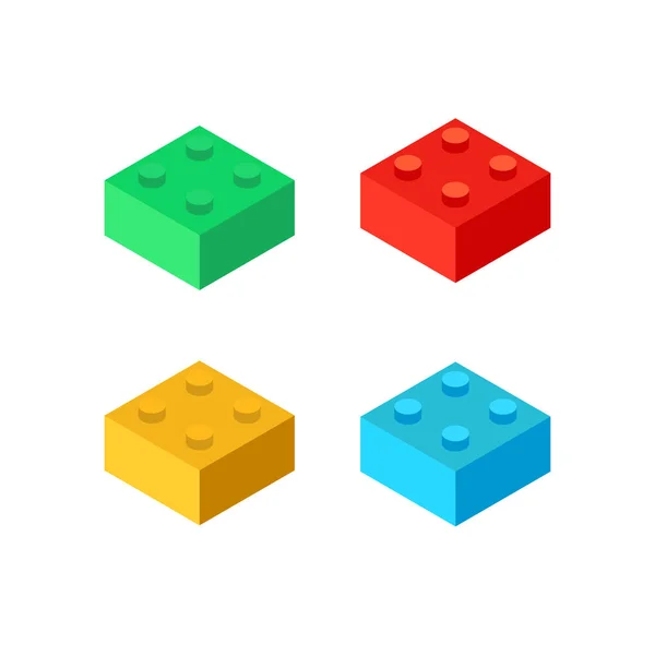Vektor Set Med Färgglada Legoklossar Isometrisk — Stock vektor