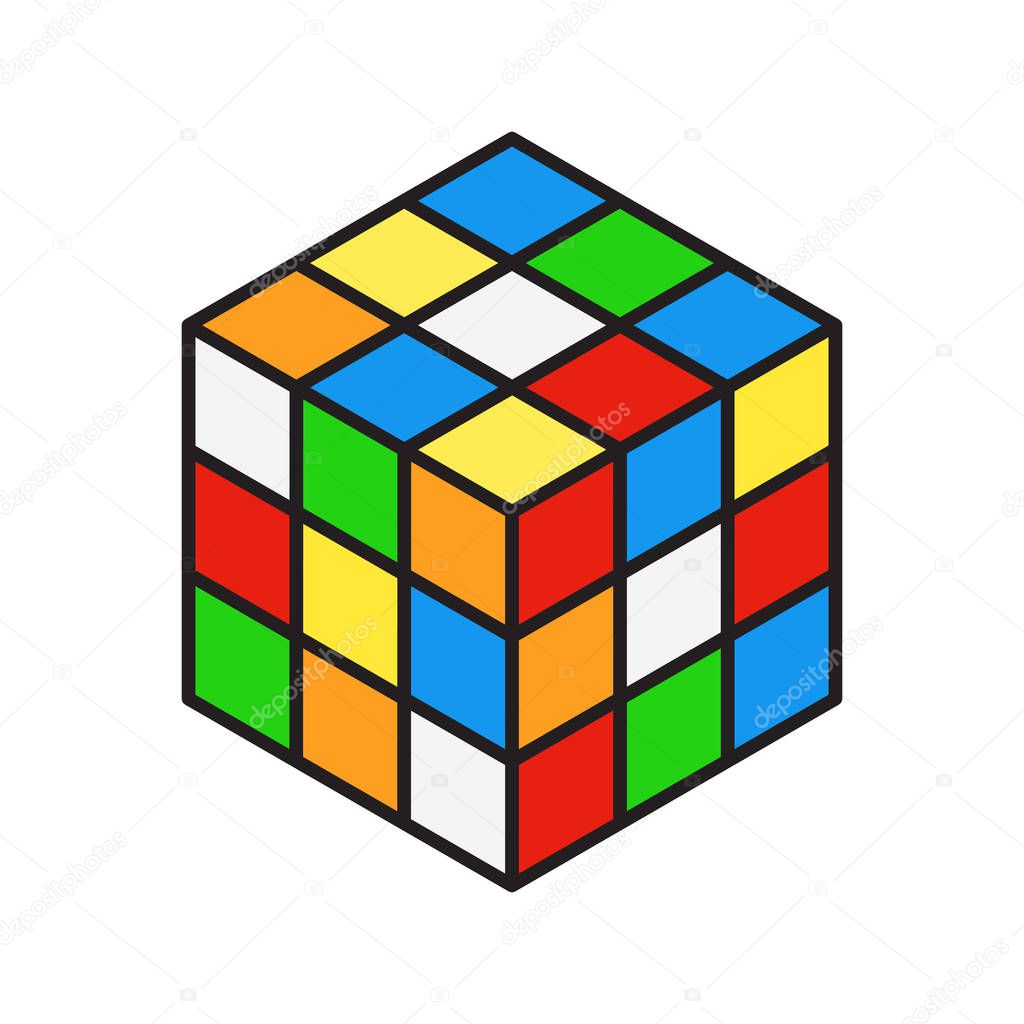 Vector illustration of colorful 3d rubik cube.