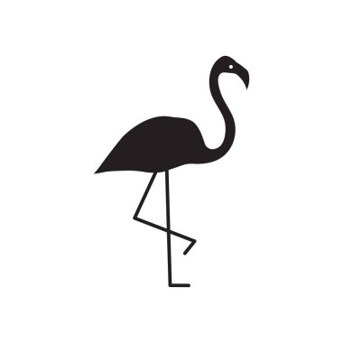 Vektör flamingo siluet. Vektör ayakta siyah flamingo. Vektör çizim.
