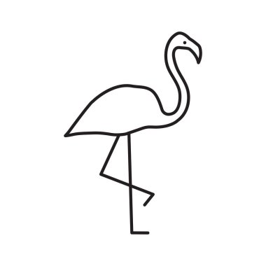 Vektör anahat flamingo. Vektör ayakta siyah flamingo. Vektör çizim.